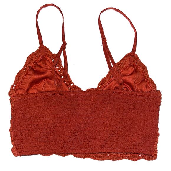 BOG Band of Gypsies Collective Rust Orange Crochet Crop Top Size Small - Picture 7 of 10
